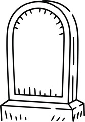 Arched Headstone Line Art Vector Illustration