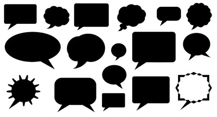 Speech bubble silhouette, Chat bubble icon, Talk bubble silhouette, Dialogue balloon, Comic bubble icon, Message bubble silhouette, Text bubble icon, Blank speech bubble, Outline speech balloon, Conve