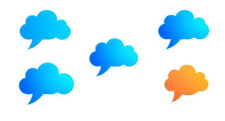 Cloud speech bubbles set, Cartoon cloud speech bubbles, Cloud chat bubbles vector, Comic speech bubble cloud, Speech bubble cloud icons, Cloud-shaped text bubbles, Hand-drawn cloud speech bubbles, Cut