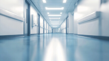 Obraz premium A silent hospital hallway filled with hope and anticipation in a medical setting bright fluorescent
