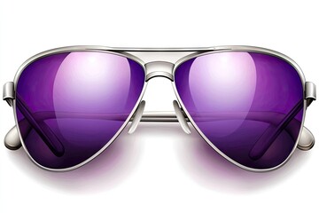 Detailed illustration of aviator sunglasses with a vibrant purple tint.
