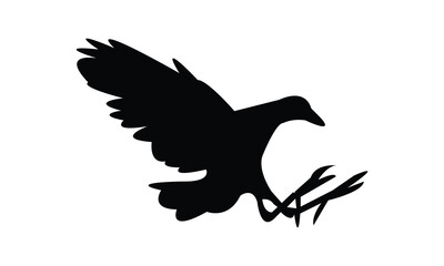 Flying Allen's gallinule bird Silhouette Design  And Vector Illustration. 