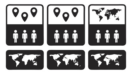 Global location and audience representation featuring world map and people icons