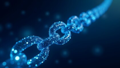 A shimmering digital chain link, representing interconnected data and secure transaction in a modern technological era. It's a visual metaphor for blockchain technology.