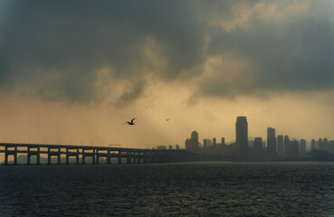 Naklejka premium High-definition pictures of Xinghai Bay Cross-sea Bridge in Dalian, Liaoning, China 
