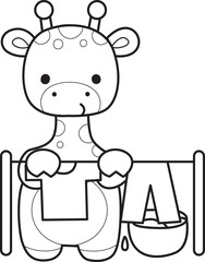 Outline of Cute giraffe animals with various activities.
Lineart of Funny sticker of Giraffe animal kids.