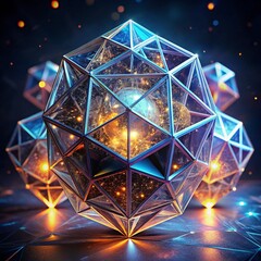 Fototapeta premium -3d-render-of-abstract-crystal-structures-on-dark-