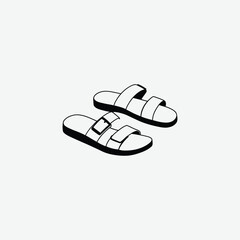 Minimalist Sandals Vector Illustration on White Background – Clean Footwear Design