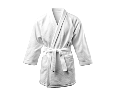 Blank white hotel bathrobe mock up on transparent background