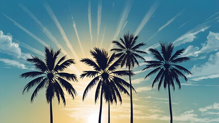 Obraz premium palm trees at sunset