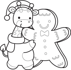 Outline of Cute giraffe animals with various activities.
Lineart of Funny sticker of Giraffe animal kids.