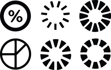 Simple black vector silhouette designs featuring four progress indicator icon elements