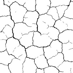 Cracked dry ground texture patern. Wall cracks, earthquake damage. Desert drought surface. Natural desert drought surface, background for climate change, geology, eco design. Vector illustration