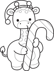 Outline of Cute giraffe animals with various activities.
Lineart of Funny sticker of Giraffe animal kids.