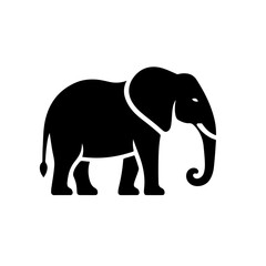 Fototapeta premium Elephant with Tusks Silhouette for Wildlife and Strength Design