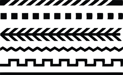 Vector pack of simple black line dividers borders and decorative elements on white