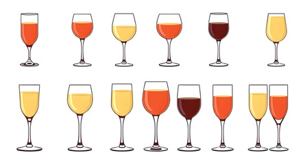 Set of champagne, Champagne glass vector set, Champagne bottle illustration, Champagne celebration icons, Champagne flute clipart, Champagne toast vector, Sparkling wine icon set, Champagne explosion 