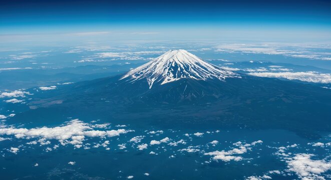 Aerial view of mount fuji japan landscape snow mountain peak travel scenery