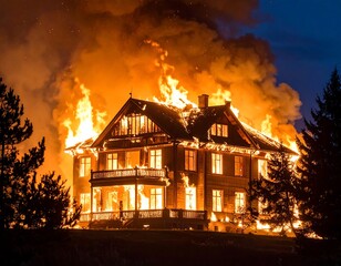 Burning house at night (4)