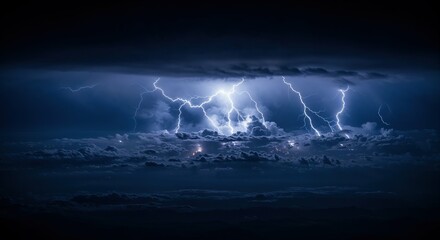 Lightning storm thunderbolt strike nature weather sky clouds dark nightscape