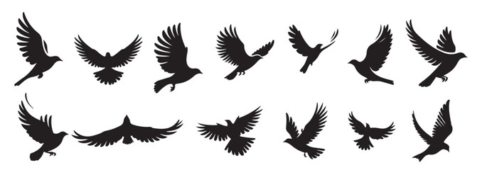 flying birds silhouette vector illustration