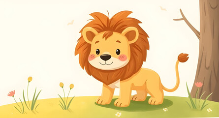 Lion animated cartoon for kids, Cute lion cartoon, Baby lion animation, Funny lion for children, Lion cub cartoon vector, Jungle lion cartoon, Happy lion illustration, Friendly lion character, Lion fo