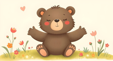 Naklejka premium Classic teddy bear cartoon