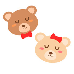 Cute couple bear illustration. Animal cartoon. Can be used for wallpaper and sticker