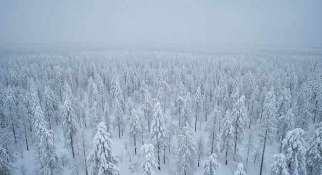 Aerial view of snow covered forest winter landscape white tree nature scenery