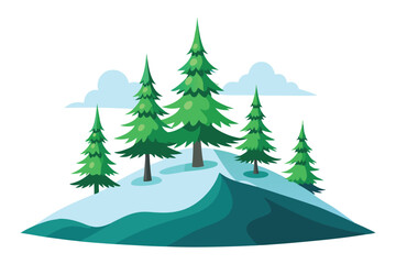Fototapeta premium Winter hill with pine trees 