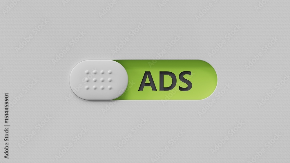 Poster slide switch with a word ads, with space to copy the text.close up of slide switch,business concept.
