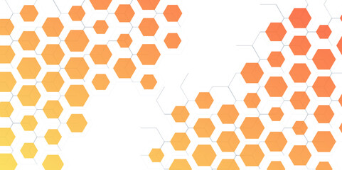 Abstract vector illustration. orange gradient hexagon vector background. Modern honeycomb geometric pattern design for technology, medical, science, data, innovation. Abstract digital presentation.