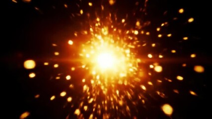 Glowing embers and sparks burst outwards, fiery and bright. - Powered by Adobe