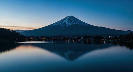 Fuji mountain japan landscape nature travel lake reflection scenic tourism peak