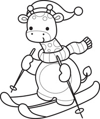 Outline of Cute giraffe animals with various activities.
Lineart of Funny sticker of Giraffe animal kids.