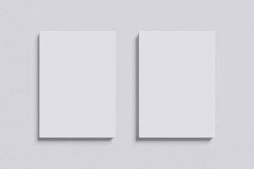 White Front and Back View of Vertical Book With Grey Background Color For Mockup Template