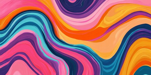 Obraz premium Abstract marbled acrylic paint ink painted waves painting texture colorful background banner - Bold colors, color swirls waves