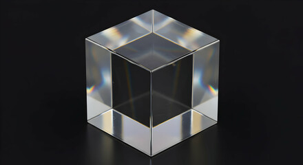 Transparent acrylic cube with light refraction