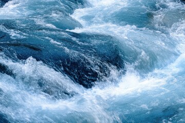 Flowing blue water creates stunning abstract patterns in nature, Torrent of flowing blue water abstract nature background Beautiful slow motion Photo