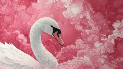Fototapeta premium Serene Swan in Pink Abstract Watercolor