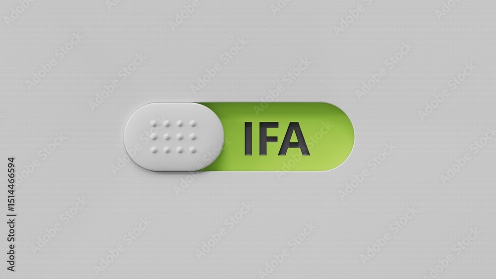 Poster the word ifa is written on a slide switch structure.close up of slide switch,business concept.3d ren
