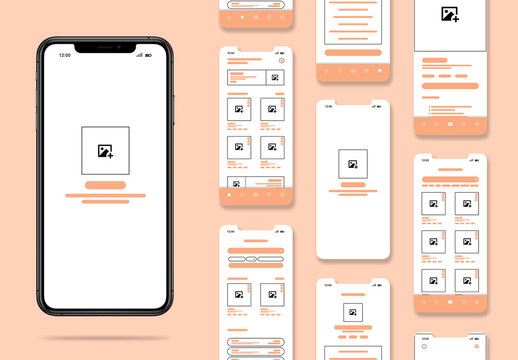 Line Mobile App Ui Wireframe Design Layout