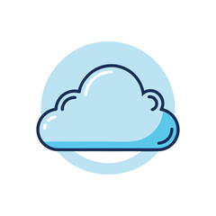 Fototapeta premium Cloud Icon Graphic: A clean graphic icon featuring a cloud, rendered in soft blue tones with a subtle circle behind.