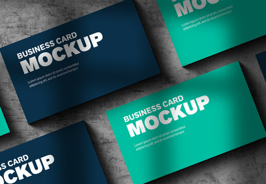 Top View Business Card Mockup with Subtle Shadow Overlay