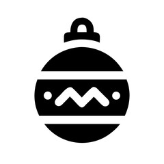 Obraz premium Christmas bauble icon, black and white, for winter holidays