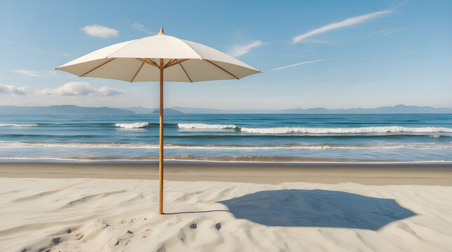  This AI-generated image beautifully captures a tranquil and inviting beach setting, perfect for relaxation and leisure