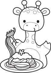 Outline of Cute giraffe animals with various activities.
Lineart of Funny sticker of Giraffe animal kids.
