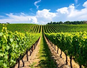Obraz premium Lush vineyard under a vibrant sky