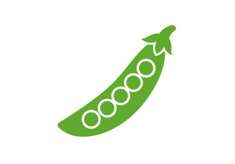 A simple green pea pod illustration with five peas inside on a white background vector graphic art