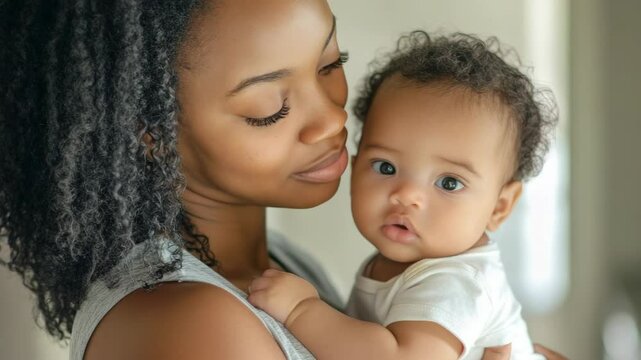 Bonding moment between mother and newborn baby